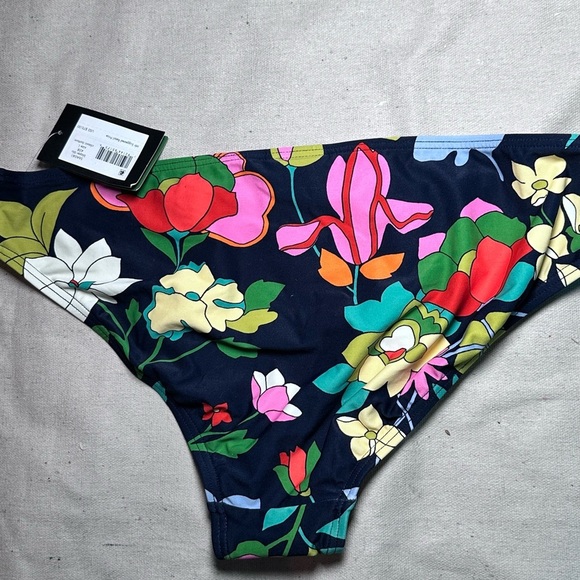 Kate Spade Navy and Green Floral Bikini Large Halter Top High Cut Bottom New - Picture 5 of 10